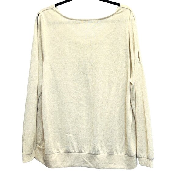 Lane Bryant Womens Cowl Neck Metallic Top Size 18/20 Polyester & Metallic Beige - Picture 3 of 4